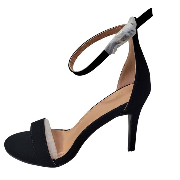 Women's Solid Color Black Suede Ankle Strap High Stiletto Heel Sandals Size 6 - Picture 3 of 13